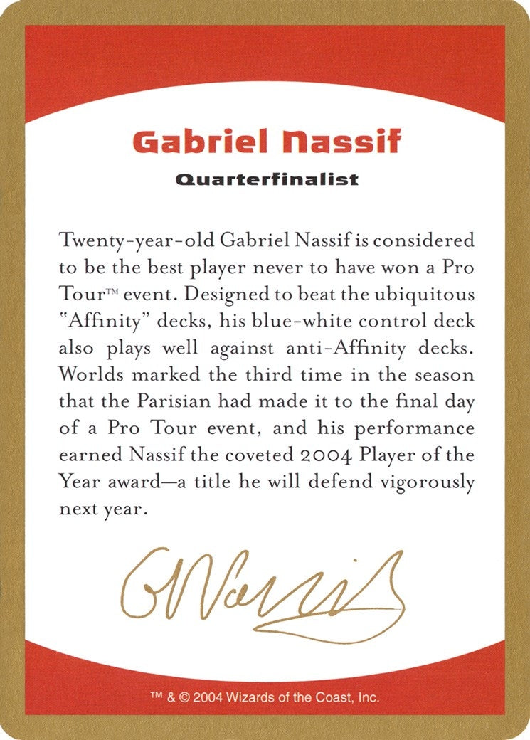 Image for 2004 Gabriel Nassif Biography Card (WCD)