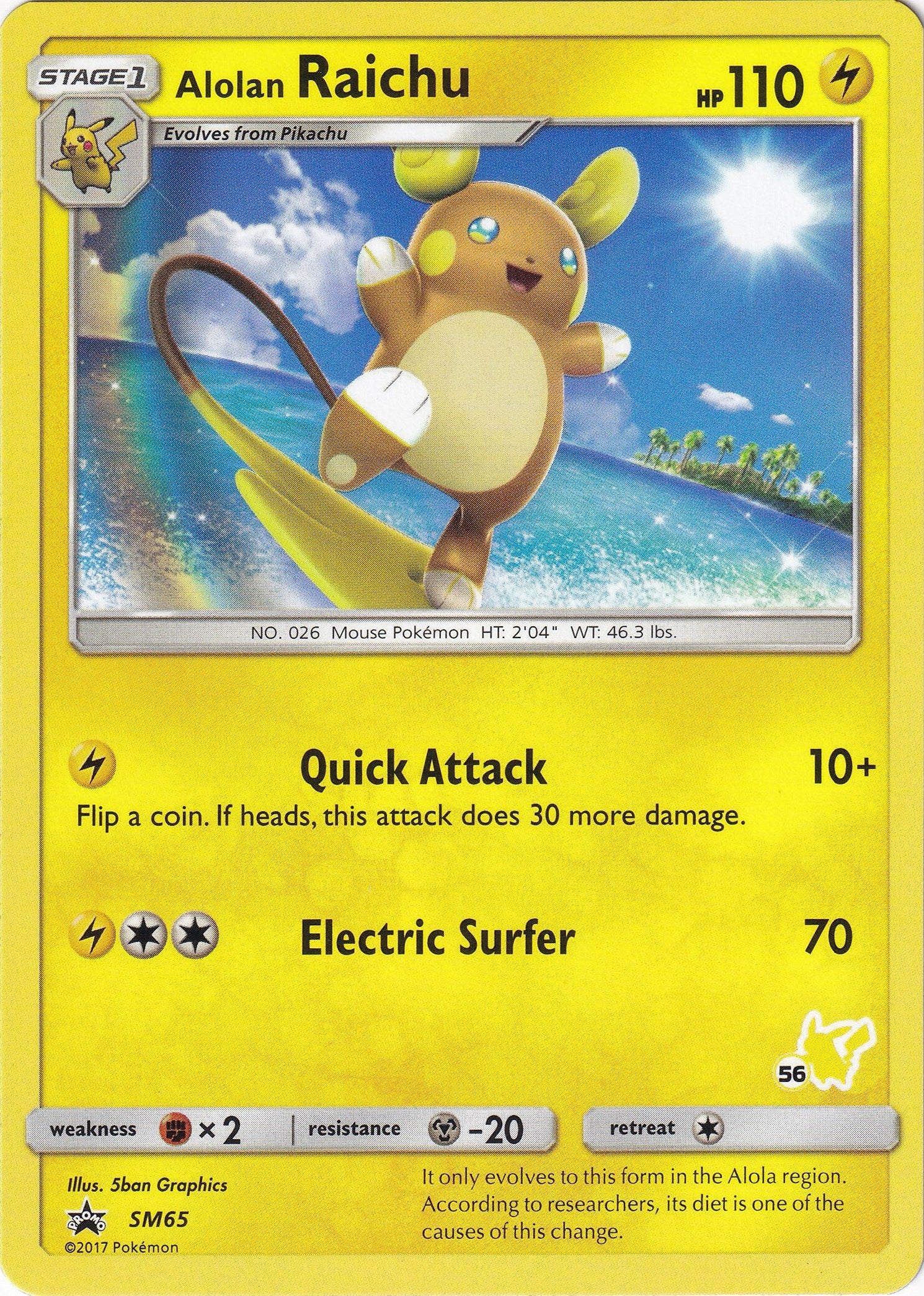 Image for Alolan Raichu - SM65 (#56 Pikachu Stamped) (65) (BTA)