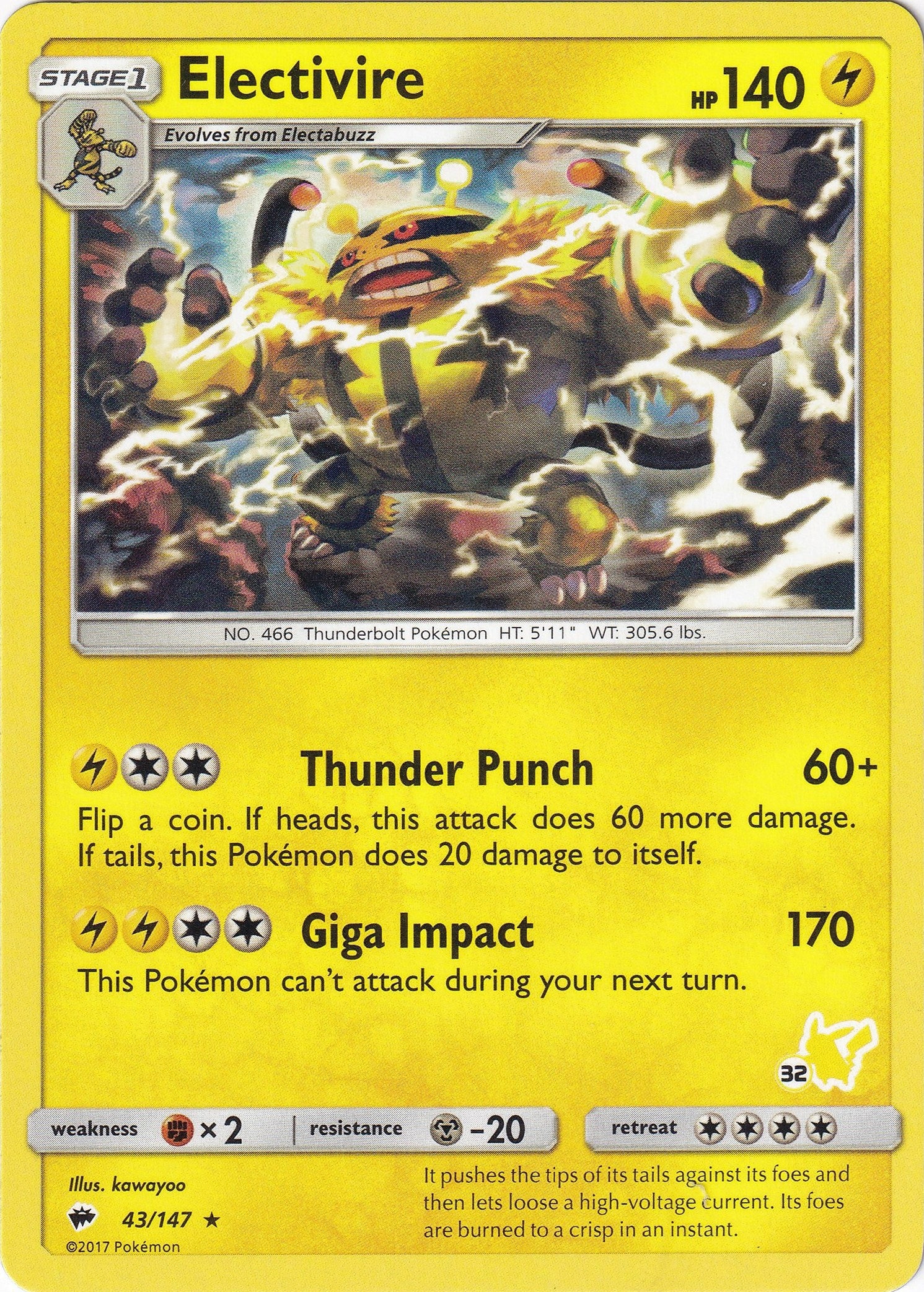 Image for Electivire- 43/147 (#32 Pikachu Stamped) (43) (BTA)