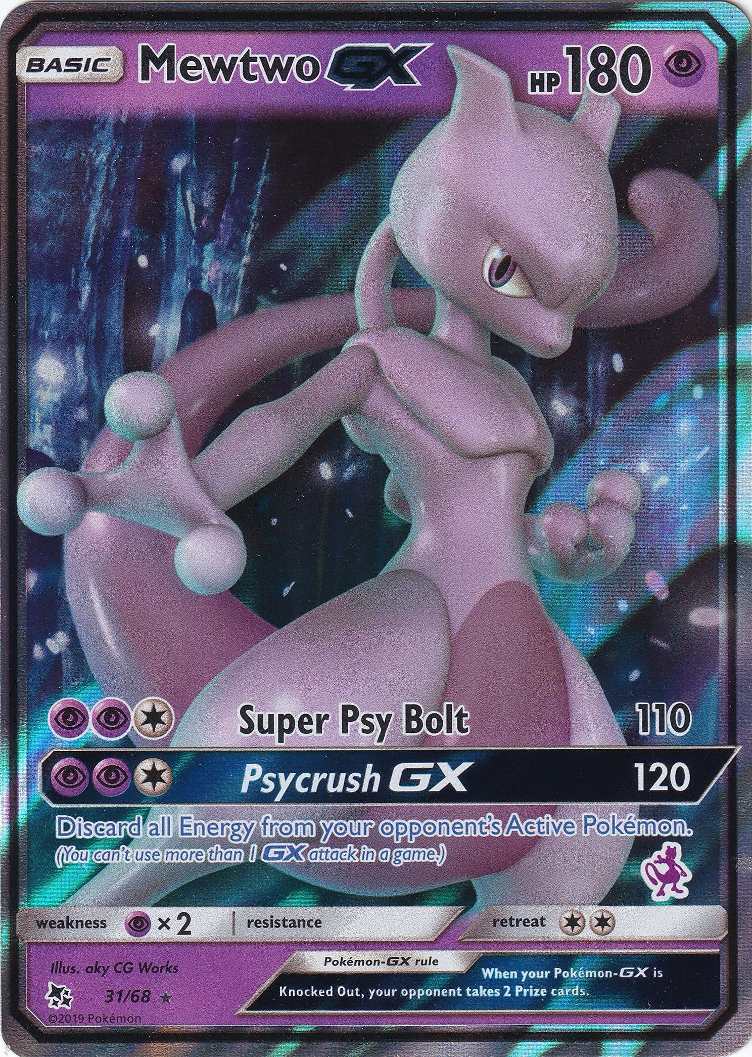 Image for Mewtwo GX - 31/68 (Mewtwo Stamped) (31) (BTA)