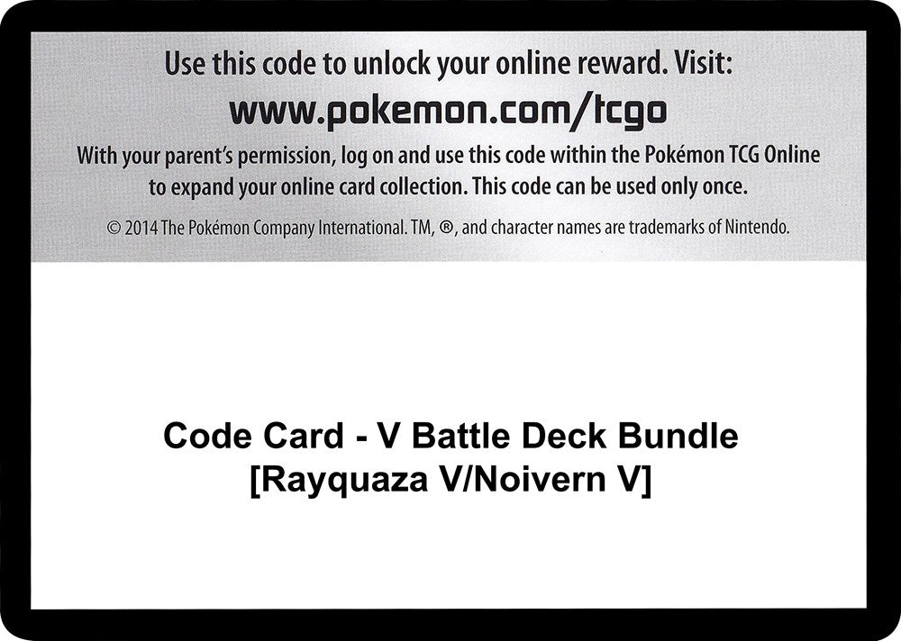 Image for Code Card - V Battle Deck Bundle [Rayquaza V/Noivern V] (MCAP)