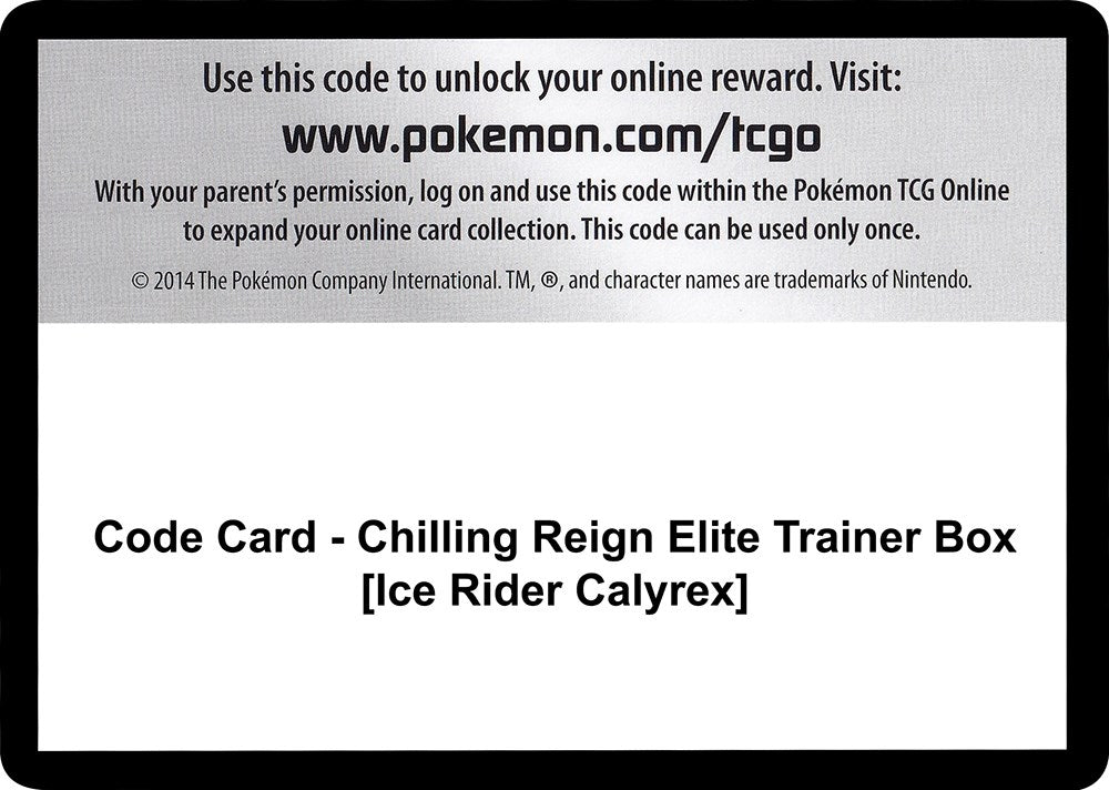Image for Code Card - Chilling Reign Elite Trainer Box [Ice Rider Calyrex] (SWSH06)