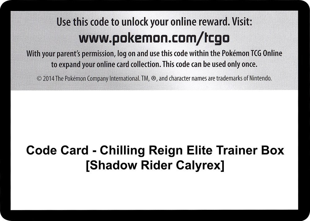 Image for Code Card - Chilling Reign Elite Trainer Box [Shadow Rider Calyrex] (SWSH06)