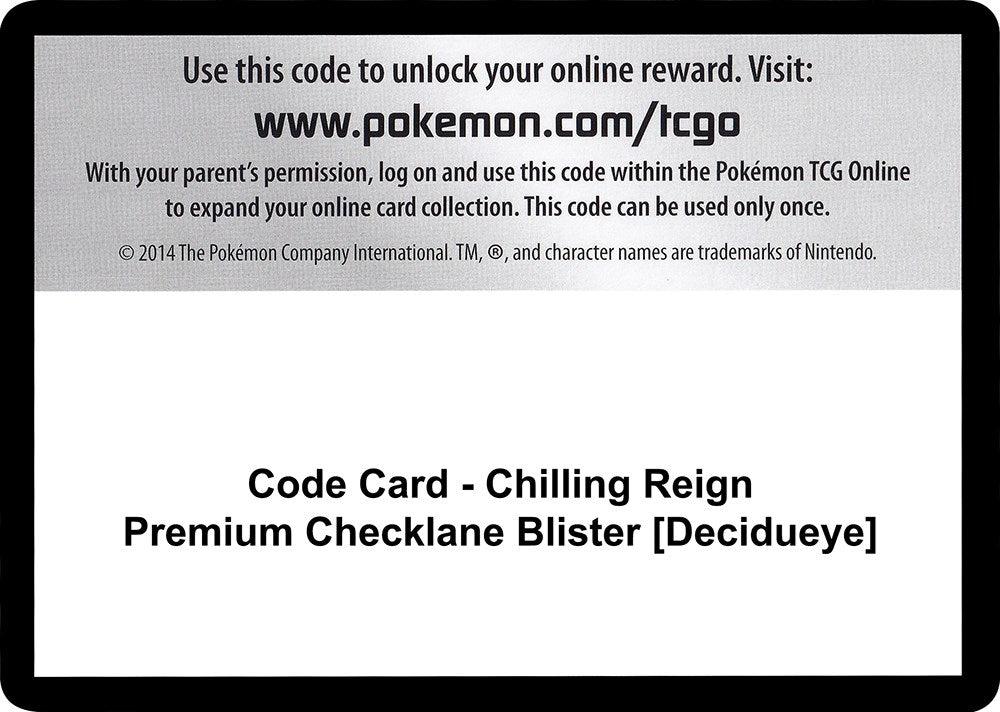Image for Code Card - Chilling Reign Premium Checklane Blister [Decidueye] (SWSH06)
