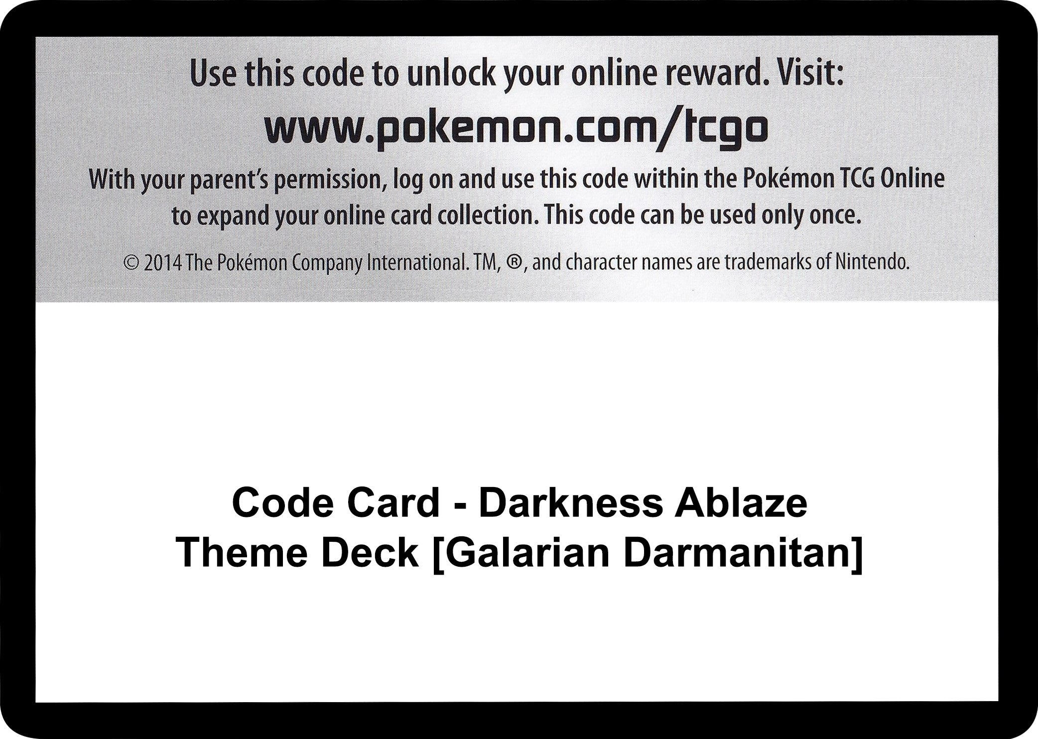 Image for Code Card - Darkness Ablaze Theme Deck [Galarian Darmanitan] (SWSH03)
