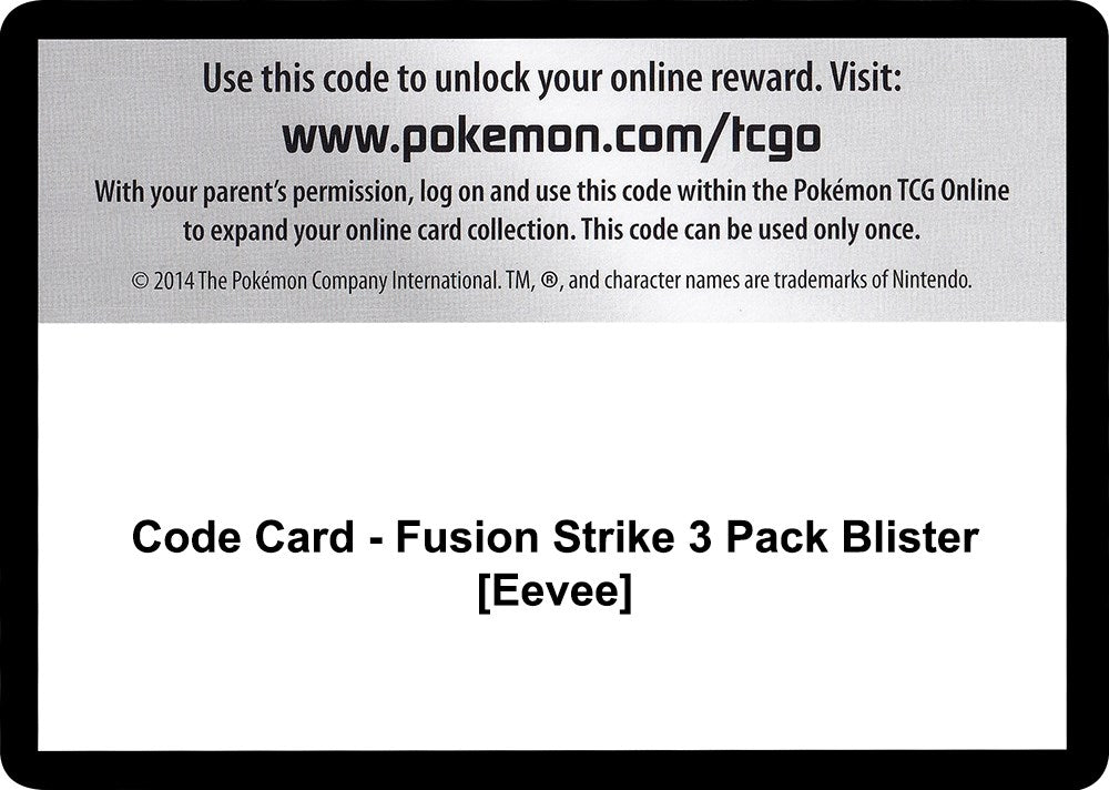Image for Code Card - Fusion Strike 3 Pack Blister [Eevee] (SWSH08)