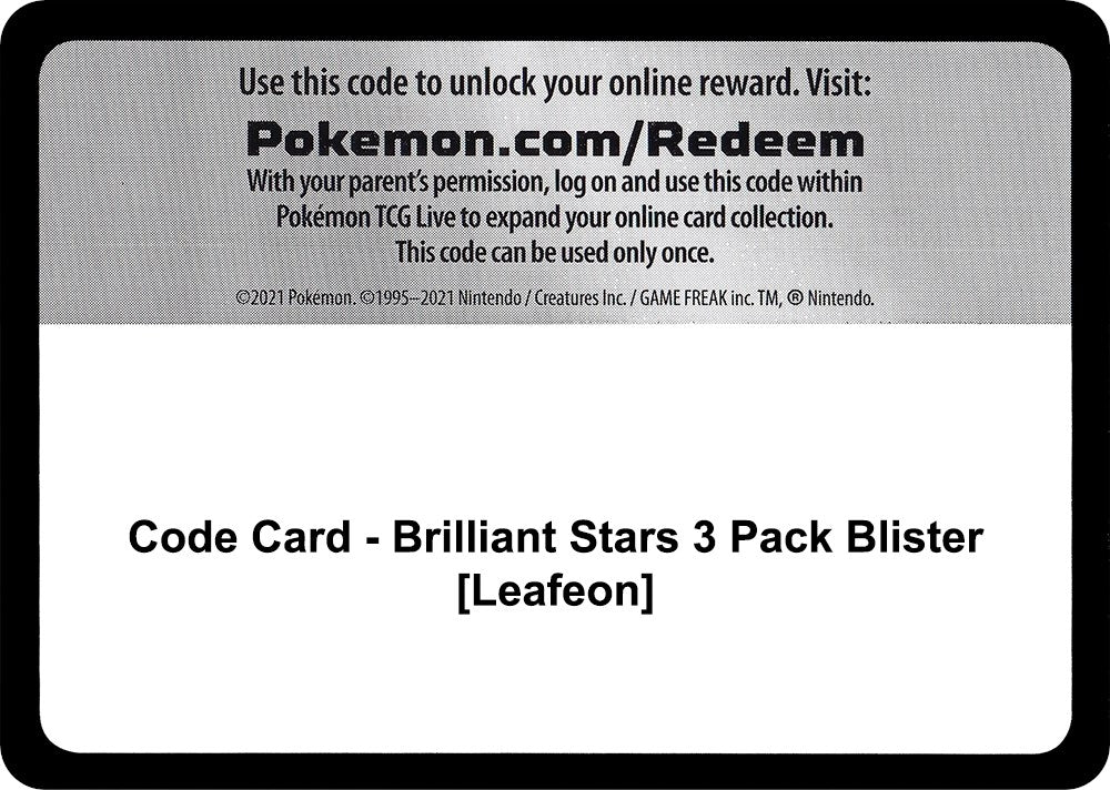 Image for Code Card - Brilliant Stars 3 Pack Blister [Leafeon] (SWSH09)