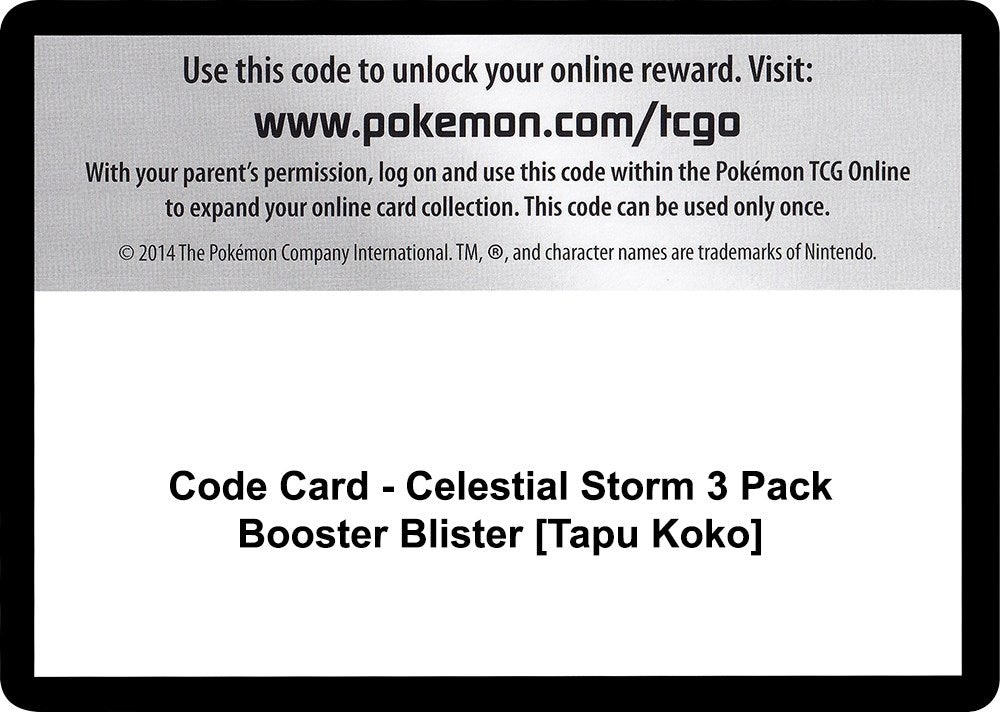 Image for Code Card - Celestial Storm 3 Pack Booster Blister [Tapu Koko] (CES)