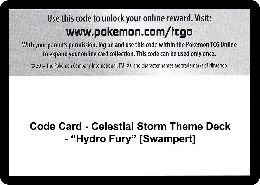 Image for Code Card - Celestial Storm Theme Deck - "Hydro Fury" [Swampert] (CES)