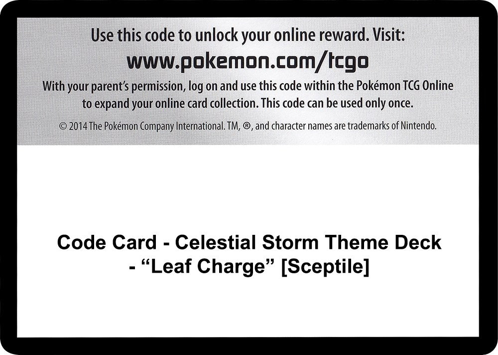 Image for Code Card - Celestial Storm Theme Deck - "Leaf Charge" [Sceptile] (CES)