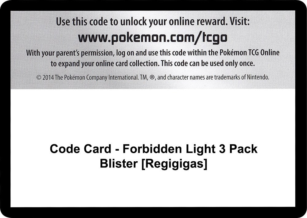 Image for Code Card - Forbidden Light 3 Pack Blister [Regigigas] (SM06)