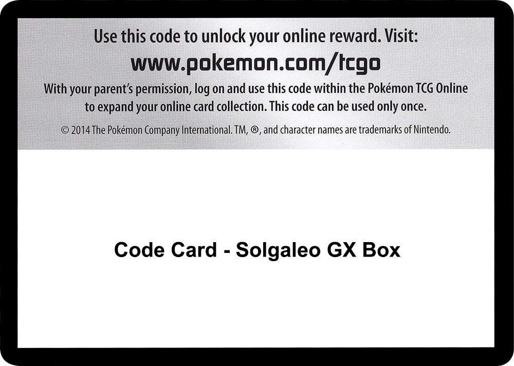 Image for Code Card - Solgaleo GX Box (CES)