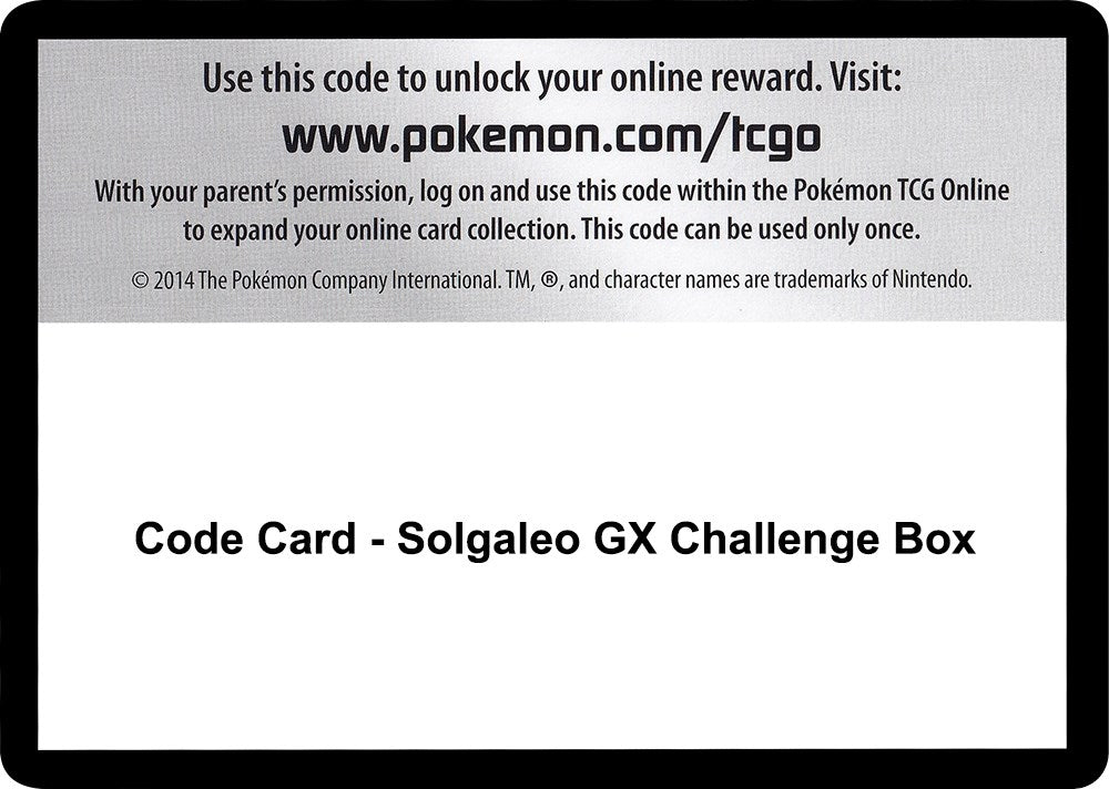 Image for Code Card - Solgaleo GX Challenge Box (CES)