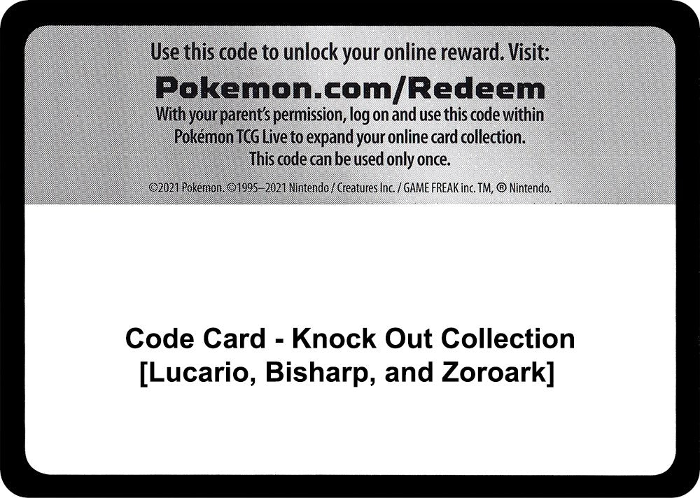 Image for Code Card - Knock Out Collection [Lucario, Bisharp, and Zoroark] (MCAP)