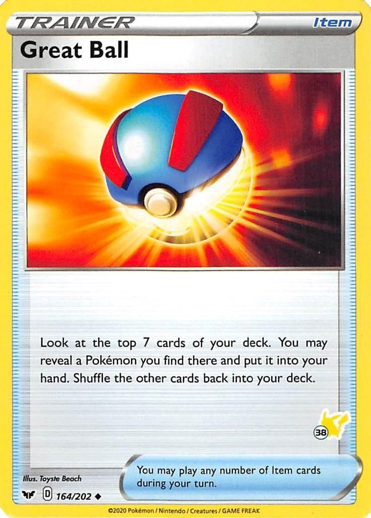 Image for Great Ball - 164/202 (#38 Pikachu Stamped) (164) (BA22)