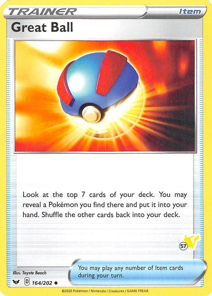 Image for Great Ball - 164/202 (#57 Pikachu Stamped) (164) (BA22)