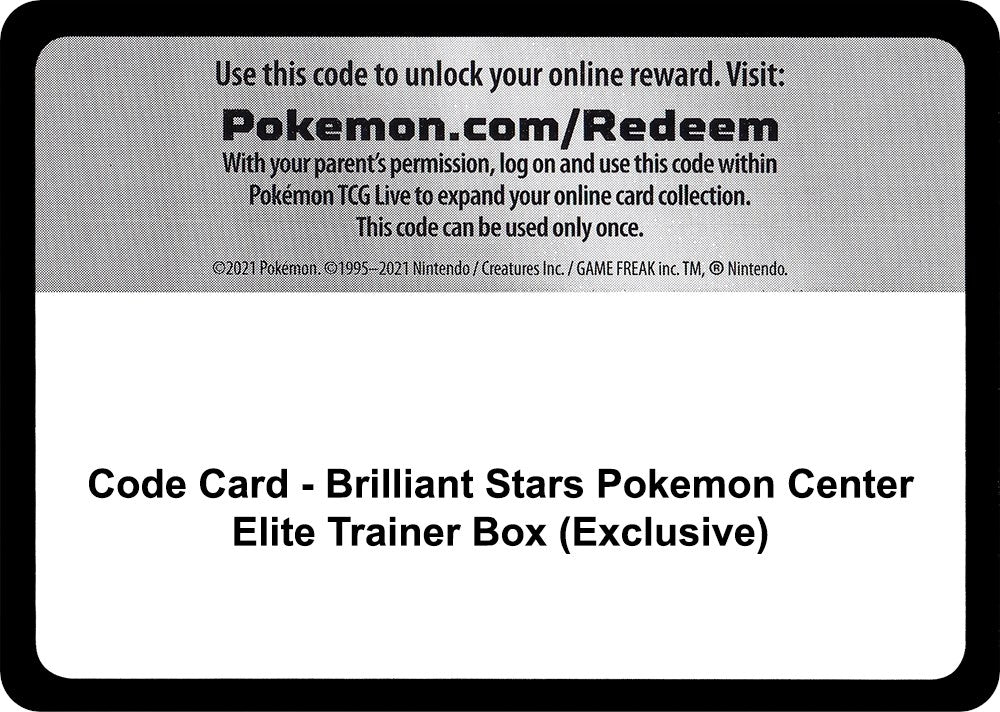 Image for Code Card - Brilliant Stars Pokemon Center Elite Trainer Box (Exclusive) (SWSH09)