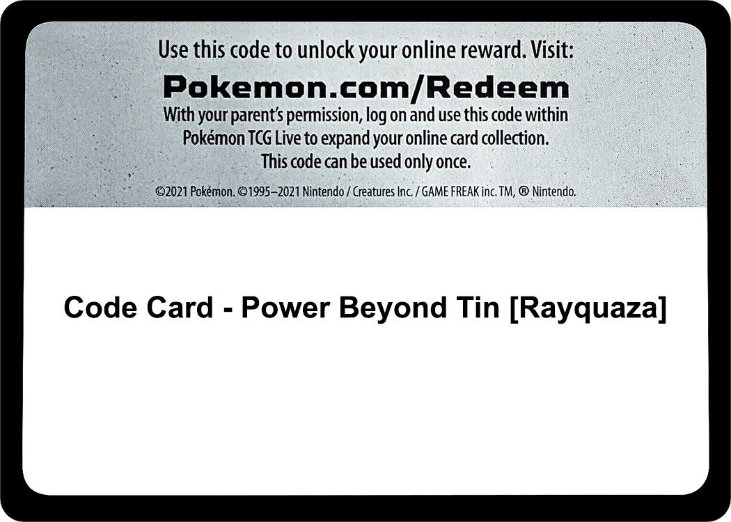 Image for Code Card - Power Beyond Tin [Rayquaza] (MCAP)
