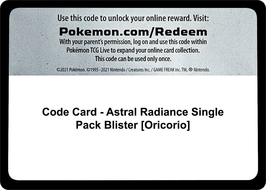 Image for Code Card - SWSH10: Astral Radiance Single Pack Blister [Oricorio] (SWSH10)