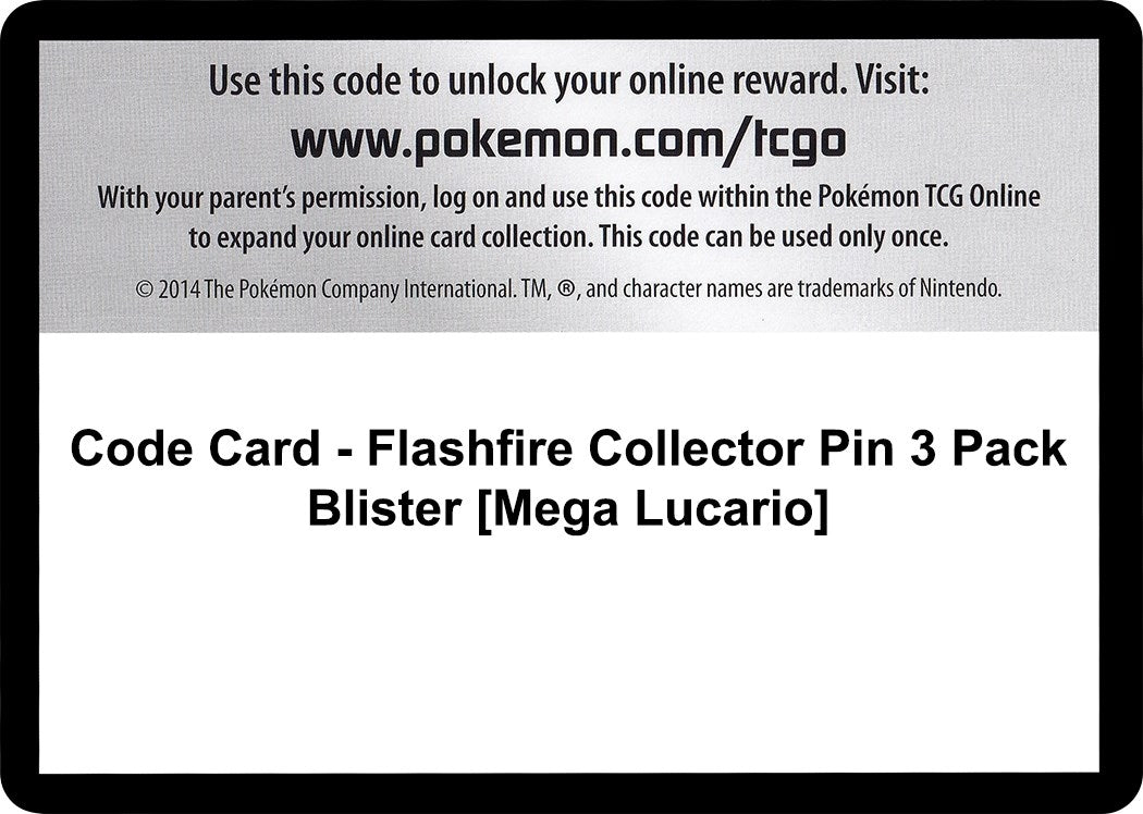 Image for Code Card - Flashfire Collector Pin 3 Pack Blister [Mega Lucario] (FLF)