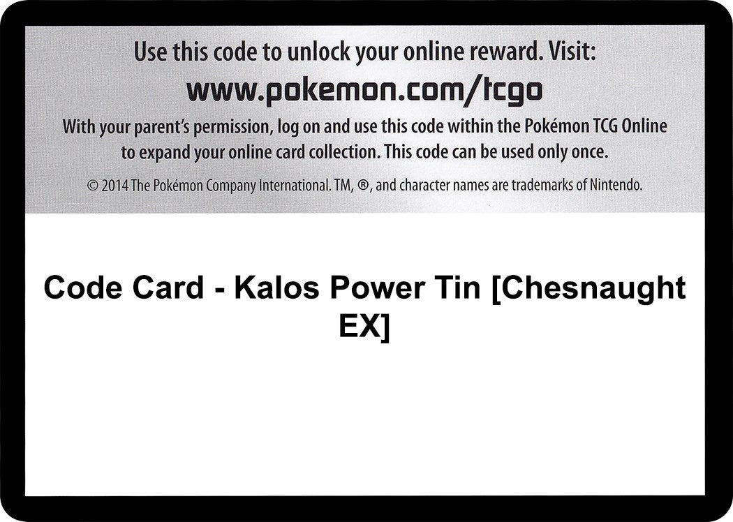 Image for Code Card - Kalos Power Tin [Chesnaught EX] (FLF)