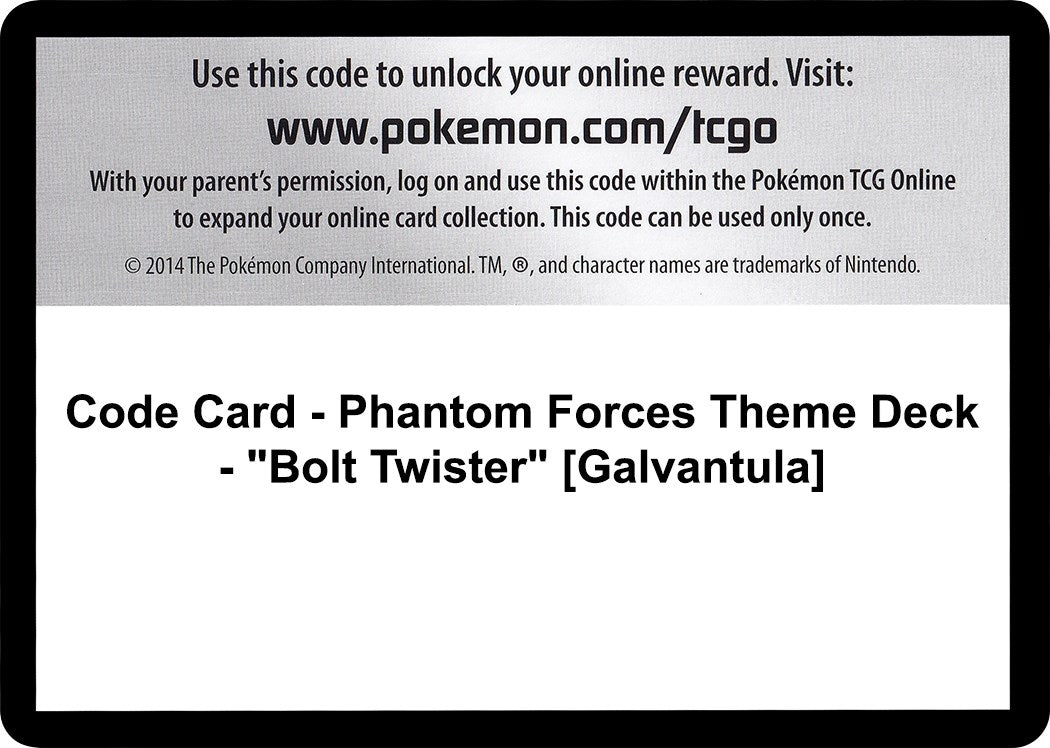 Image for Code Card - Phantom Forces Theme Deck - "Bolt Twister" [Galvantula] (PHF)