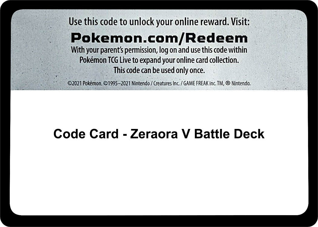 Image for Code Card - Zeraora V Battle Deck (MCAP)