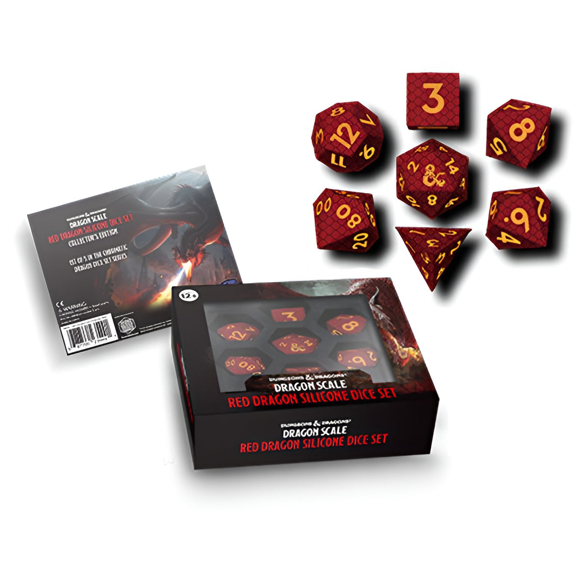 7-Die Set D&D Dragon Scale: Silicone- Red (PREORDER)
