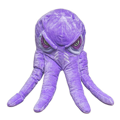 Large purple dice bag shaped like a Mind Flayer from Dungeons and Dragons, featuring detailed eyes and tentacles.