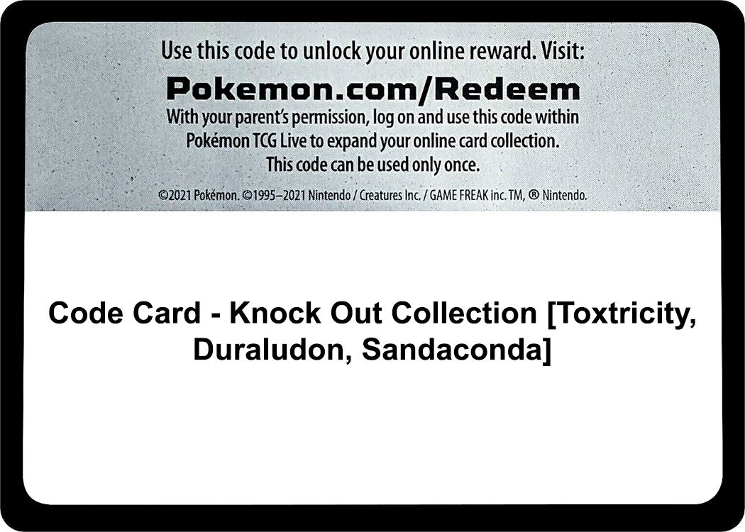 Image for Code Card - Knock Out Collection [Toxtricity, Duraludon, Sandaconda] (MCAP)
