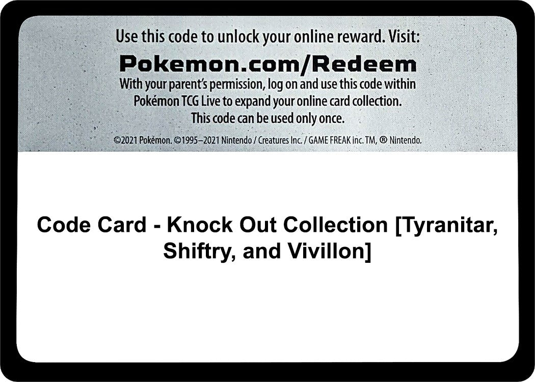 Image for Code Card - Knock Out Collection [Tyranitar, Shiftry, and Vivillon] (MCAP)