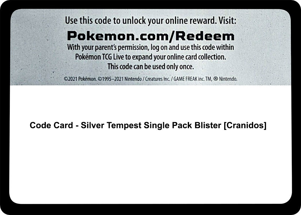 Image for Code Card - Silver Tempest Single Pack Blister [Cranidos] (SWSH12)