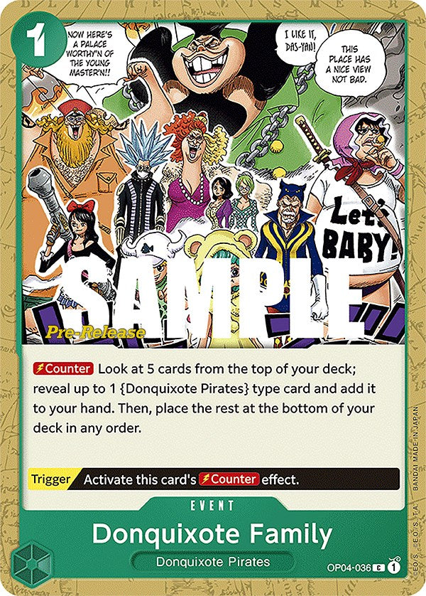 Collection of Donquixote Family [Kingdoms of Intrigue Pre-Release Cards] in a gallery layout