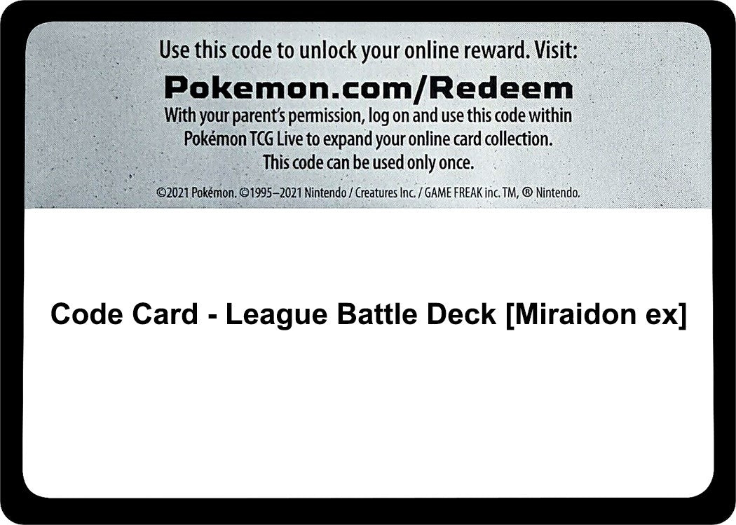 Image for Code Card - League Battle Deck [Miraidon ex] (MCAP)