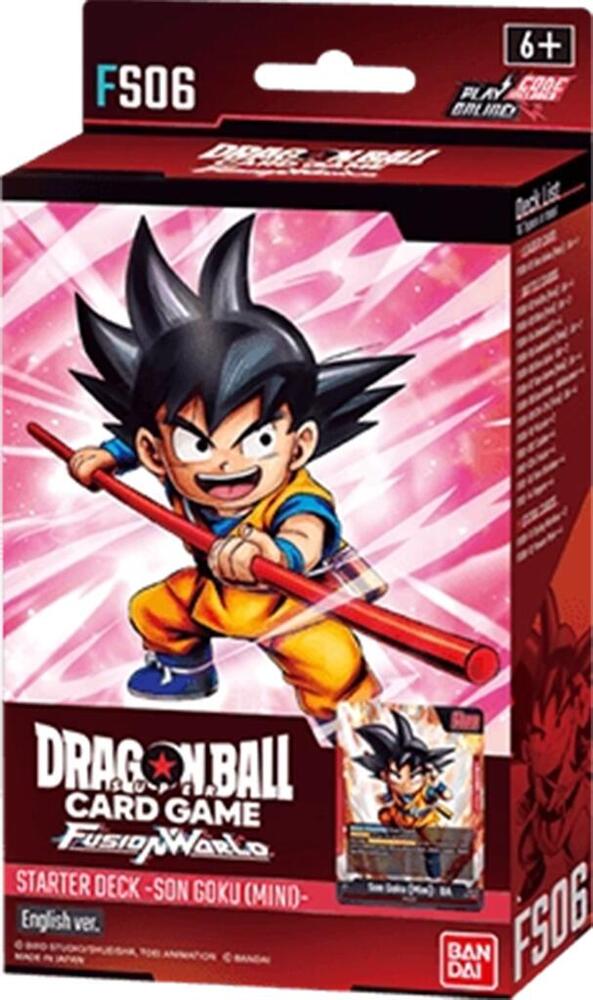 Dragon Ball Super TCG Fusion World Son Goku Mini Starter Deck FS06 packaging featuring Goku in a dynamic pose.