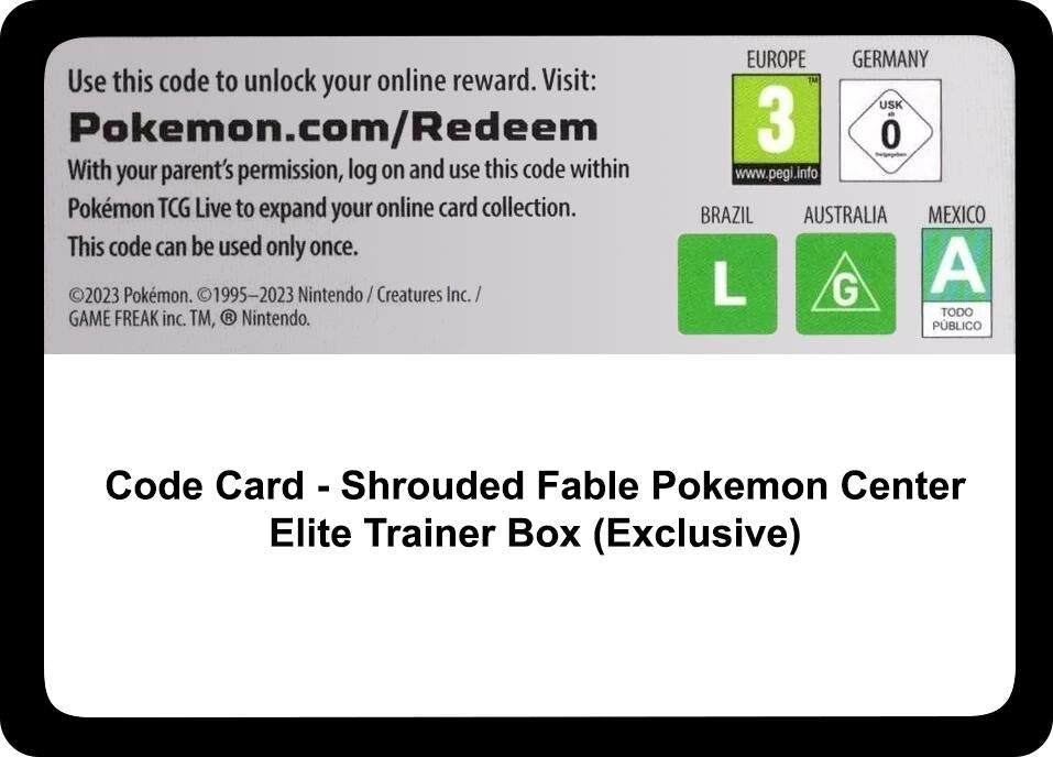 Image for Code Card - Shrouded Fable Pokemon Center Elite Trainer Box (Exclusive) (SFA)