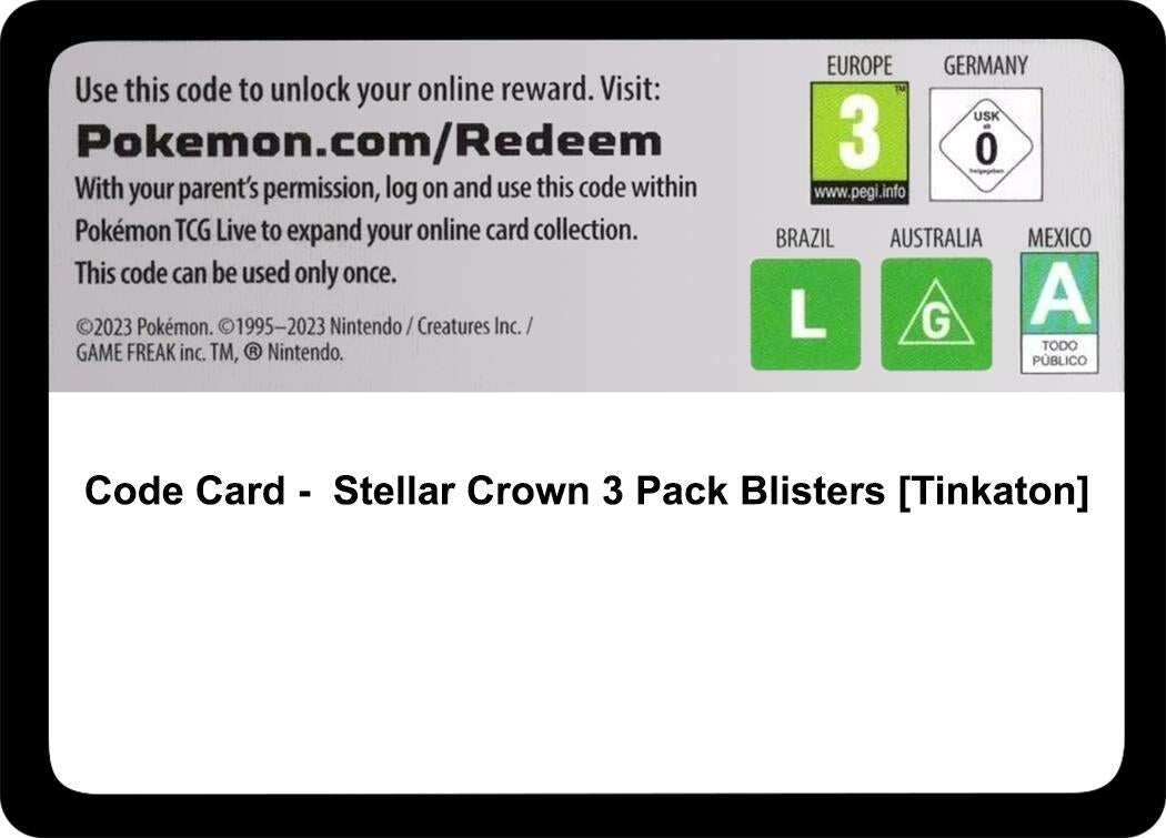 Image for Code Card - Stellar Crown 3 Pack Blisters [Tinkaton] (SV07)