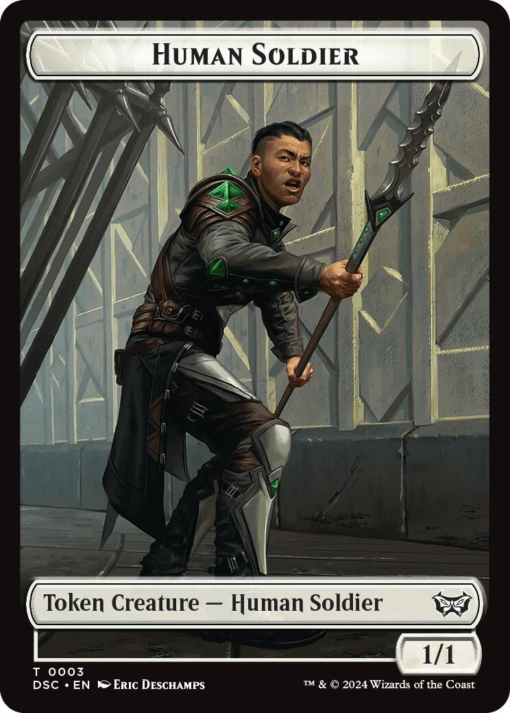 Image for Human Soldier // Scarecrow Double-Sided Token (3 // 23) [Commander: Duskmourn: House of Horror]