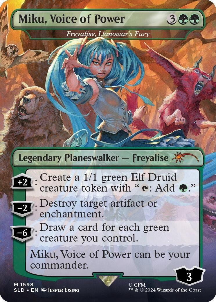 Image for Miku, Voice of Power - Freyalise, Llanowar's Fury (1598) [Secret Lair Drop Series]
