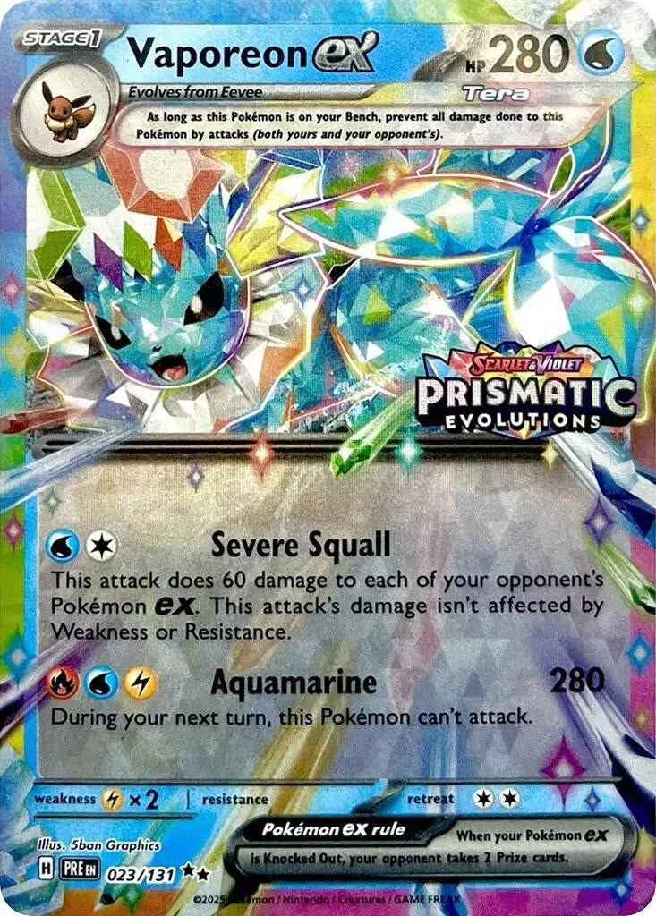 Image for Vaporeon ex - 023/131 (Prismatic Evolutions Stamp) (023/131) (MCAP) - Pokemon