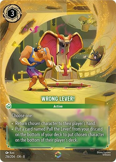 Image for Wrong Lever! (Enchanted) (216/204) [Reign of Jafar] - Disney Lorcana