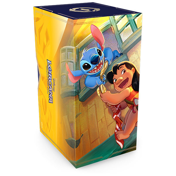 Disney Lorcana TCG Archazia's Island Gift Set featuring Stitch and Lilo on a colorful box design.