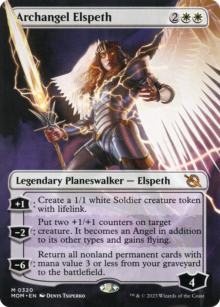 Collection of Archangel Elspeth (Borderless Alternate Art) [March of the Machine] in a gallery layout