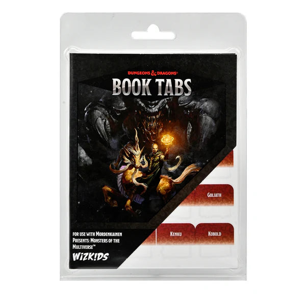 Dungeons & Dragons book tabs for Mordenkainen Presents: Monsters of the Multiverse, featuring labeled tabs for easy reference.