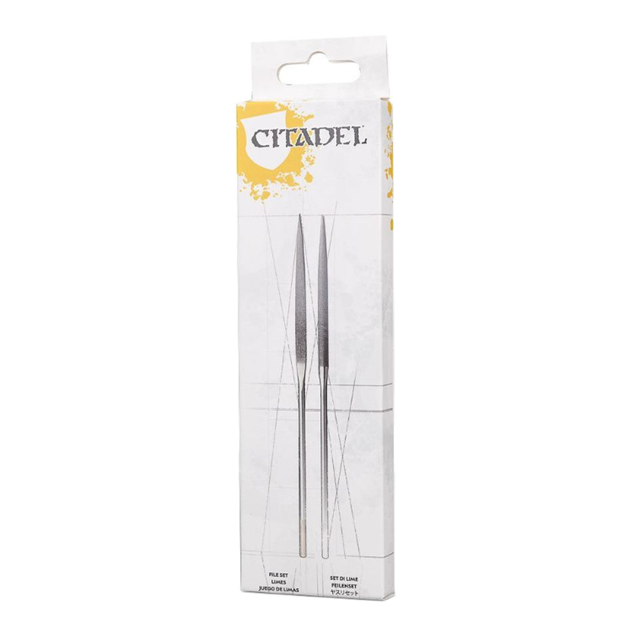 Citadel File Set featuring two precision files for smoothing and shaping miniatures and models. Ideal for hobbyists.