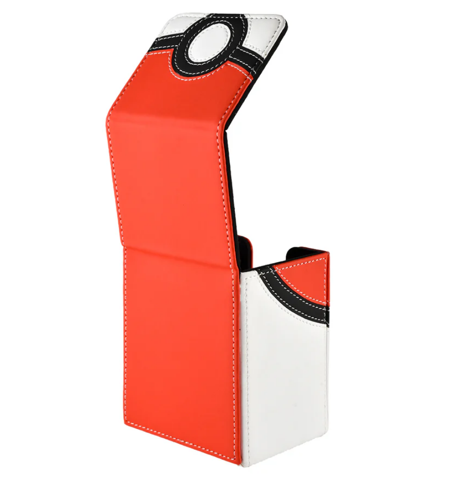 Alcove Flip 100+ Deckbox featuring a Poke Ball design, ideal for storing and protecting Pokémon cards.