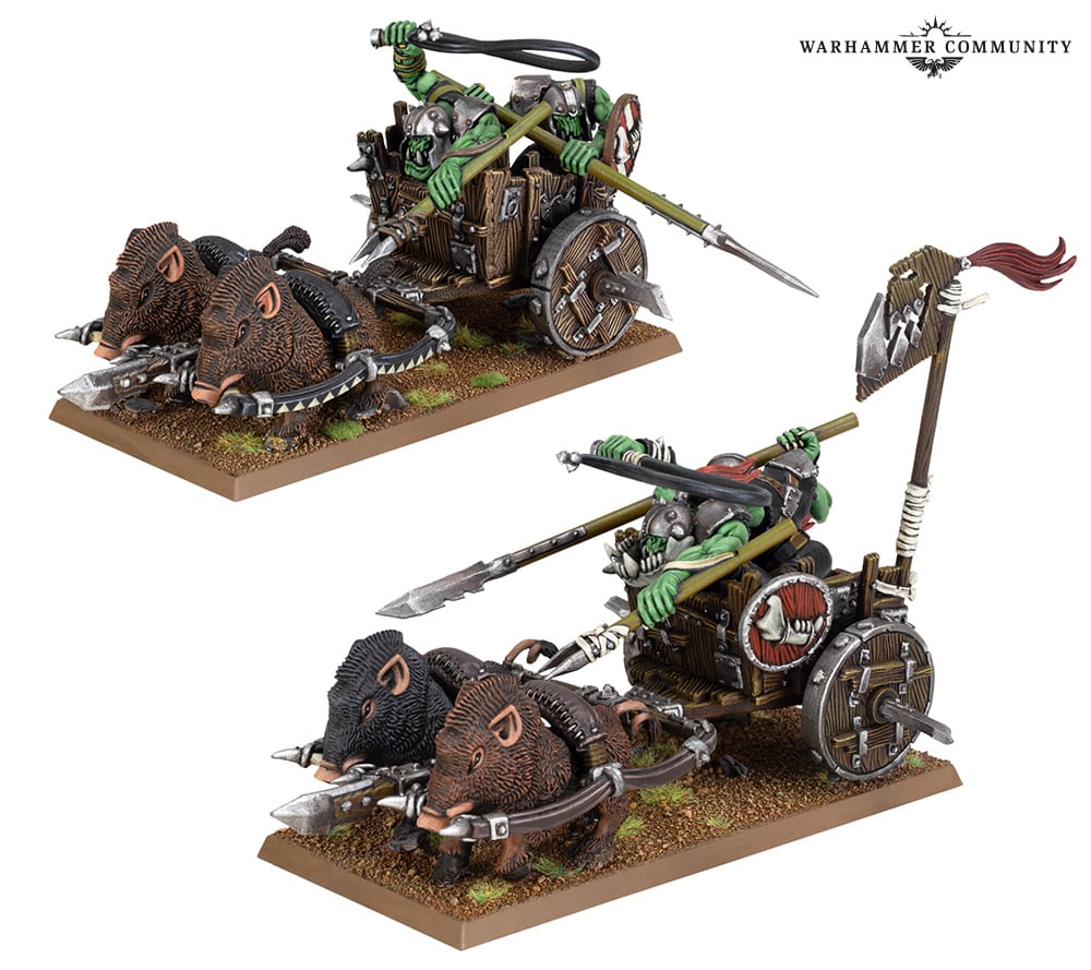 Collection of Warhammer The Old World: Orc & Goblin Tribes - Orc Boar Chariots in a gallery layout