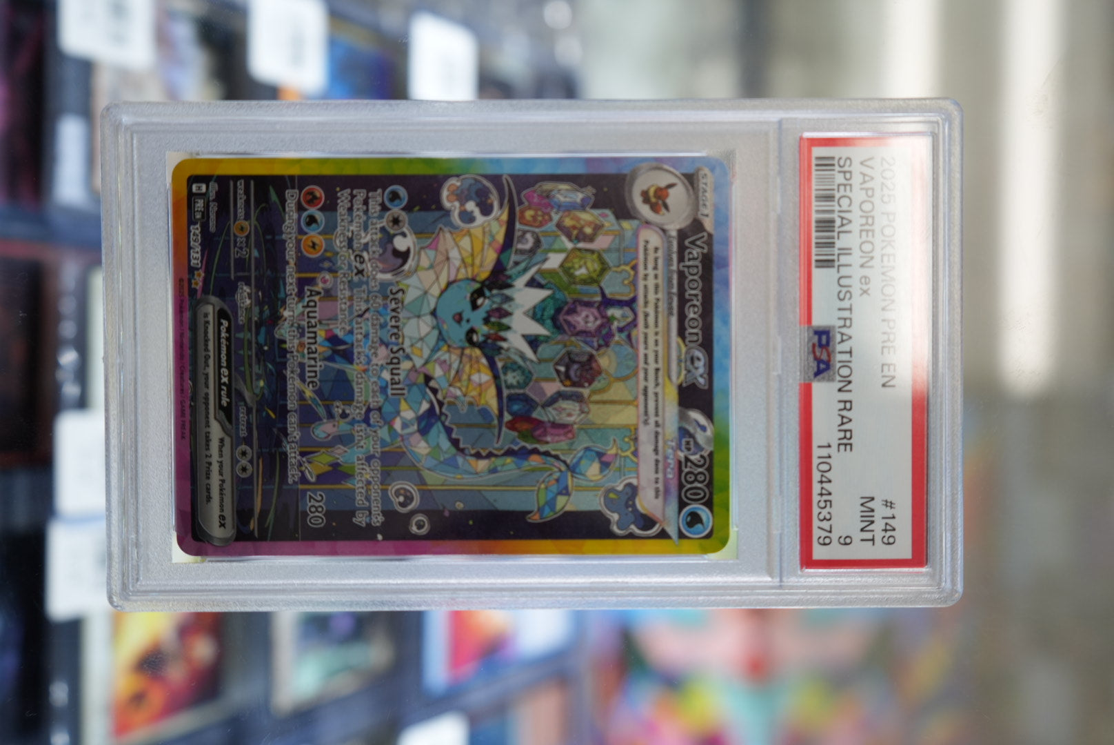 VAPOREON ex SPECIAL ILLUSTRATION RARE 2025 POKEMON PRE EN-PRISMATIC EVOLUTIONS PSA MINT 9
