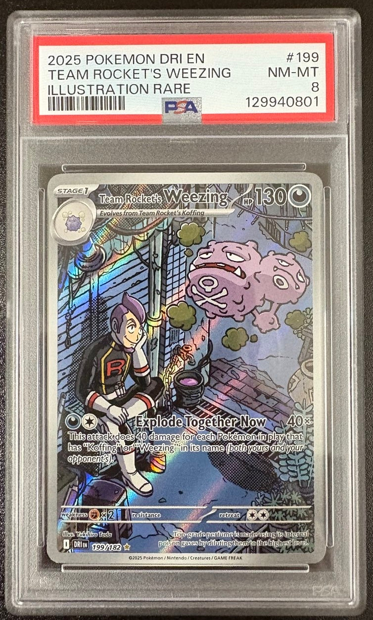 TEAM ROCKET'S WEEZING ILLUSTRATION RARE 2025 POKEMON DRI EN-DESTINED RIVALS PSA NM-MT 8
