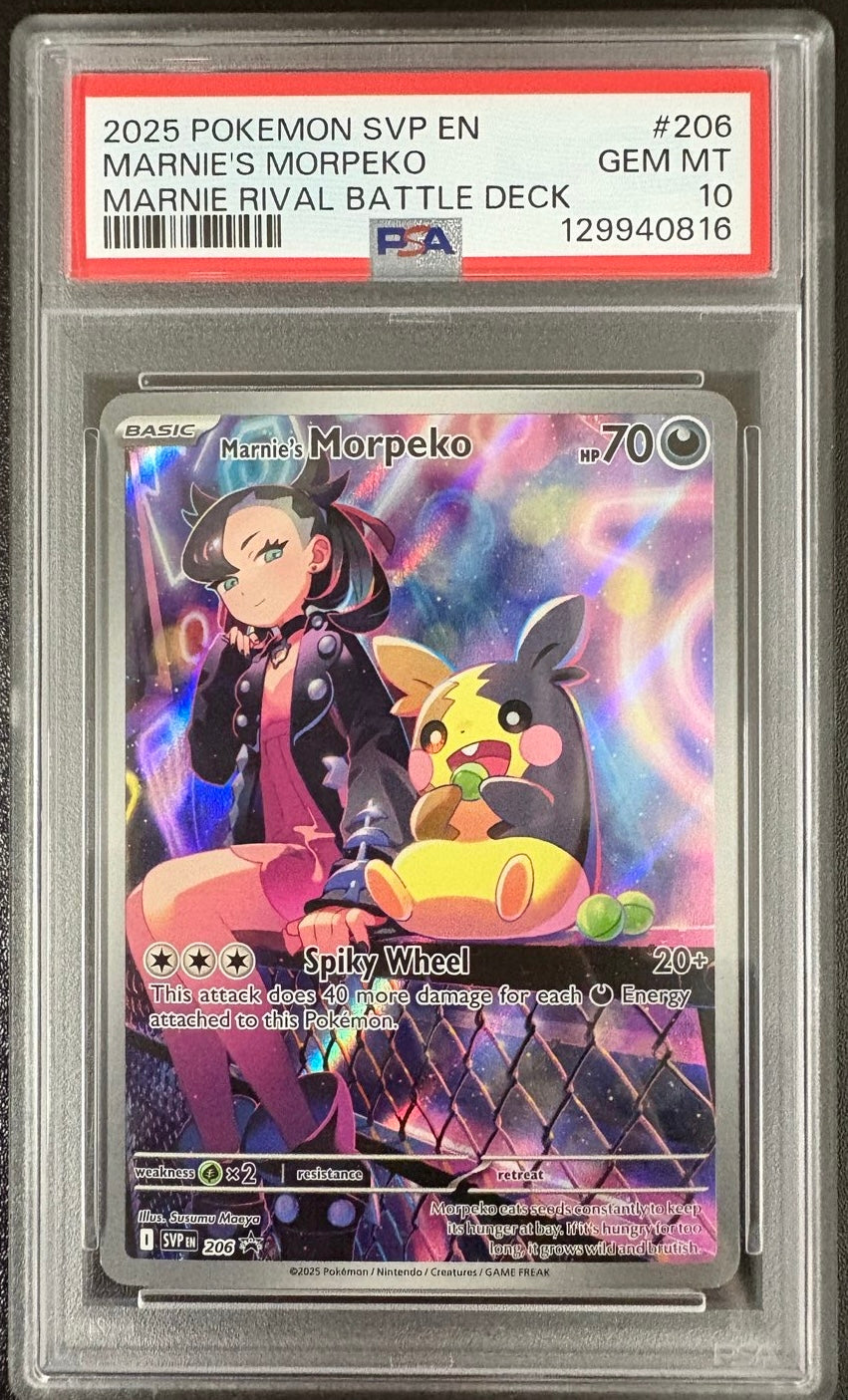 MARNIE'S MORPEKO MARNIE RIVAL BATTLE DECK 2025 POKEMON SVP EN-SV BLACK STAR PROMO PSA GEM MT 10